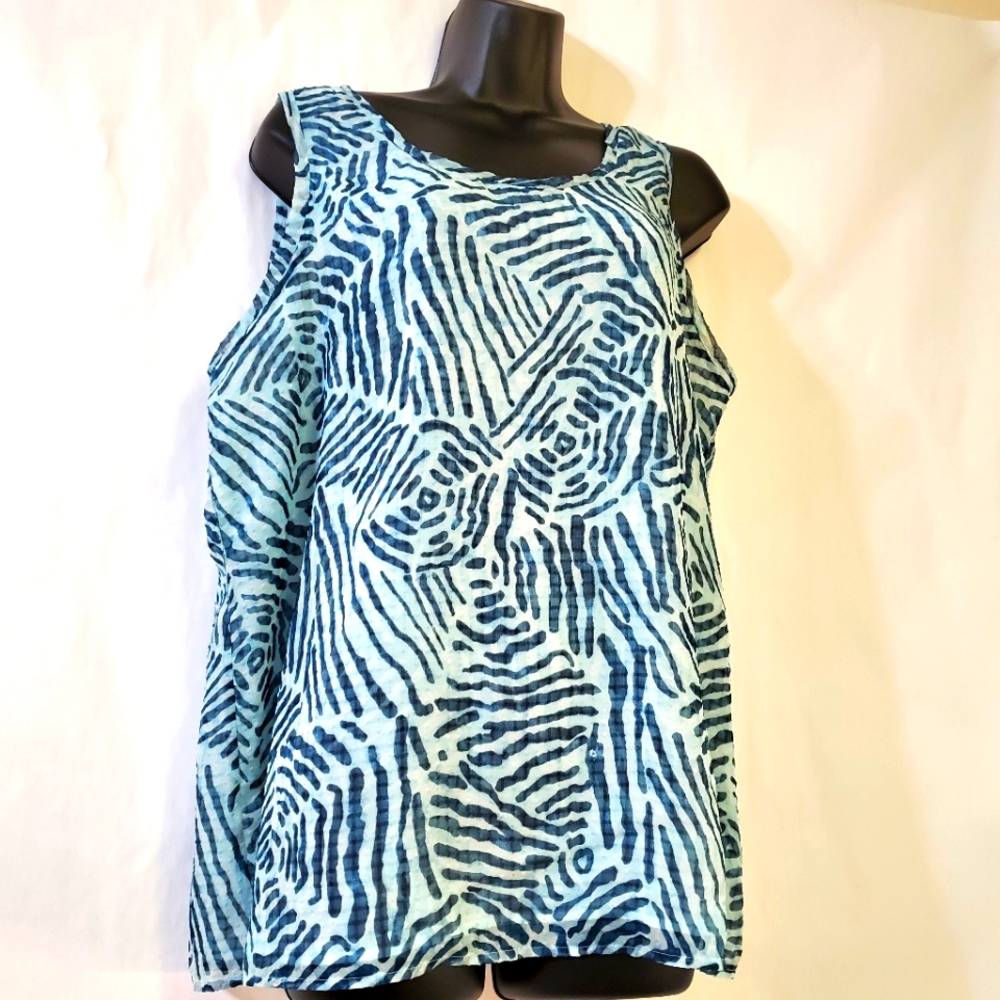 Ann Taylor LOFT Teal polyester lined sleeveless summer top Size L